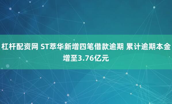 杠杆配资网 ST萃华新增四笔借款逾期 累计逾期本金增至3.76亿元