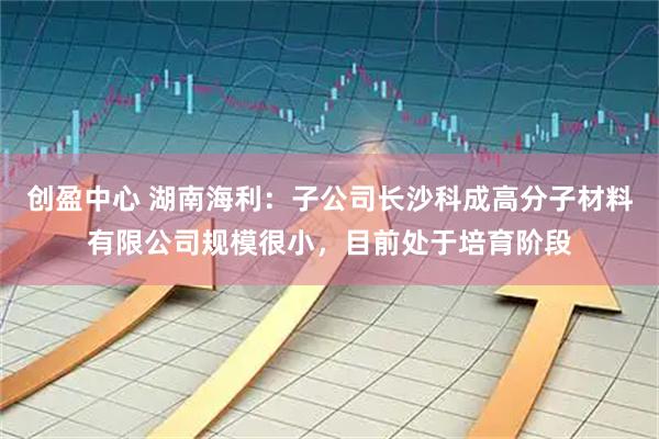 创盈中心 湖南海利：子公司长沙科成高分子材料有限公司规模很小，目前处于培育阶段